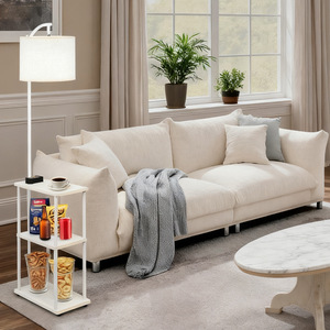 White Floor <b>Lamp</b> With 3-Tier <b>Shelf</b> Adjustable Height LED Light Scandinavian Style Bedroom Living Room Decor - Product Image 2