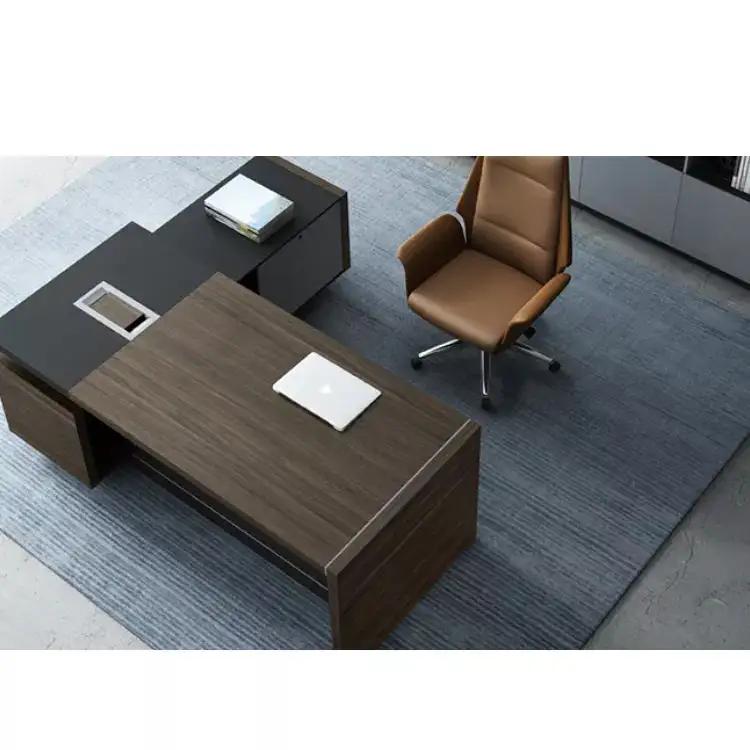 Haute qualité en bois massif luxe minimaliste exécutif moderne mobilier de bureau exécutif en forme de l bureau bureau de travail