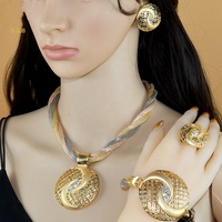 Joyería nupcial Arabia Saudita chapado en oro collar anillo pendientes pulsera anillo árabe mujeres boda joyería conjunto