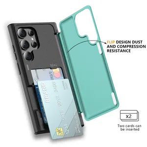 Nouveau Design Antichoc Protection Contre Les Chutes Couverture Insérée Deux Cartes TPU PC Téléphone Cas avec Support S22 S23 S24 PLUS ULTRA Pour Samsung