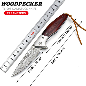 Coltello Tascabile da Campeggio e <span class=keywords><strong>Caccia</strong></span>, Lama in Acciaio Damascato a 107 Strati, Pieghevole con Fodero, Personalizzabile OEM, Grado Industriale - Product Image 4