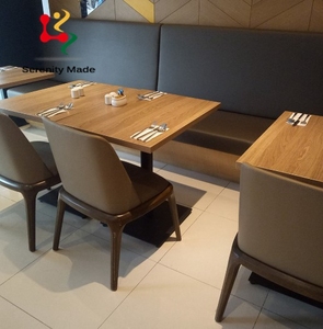 Meubles de restaurant en <span class=keywords><strong>bois</strong></span> massif de <span class=keywords><strong>haute</strong></span> qualité, plateau carré, café, café, <span class=keywords><strong>table</strong></span> à manger avec base en métal, vente en gros - Product Image 4
