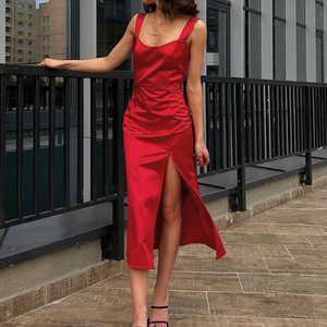 strapless open back dress Dark Red Satin Off Shoulder Long Evening Prom Dresses, Custom Side Sli –  GordressYou main image 0