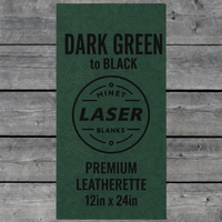 Feuilles vierges laserables en similicuir vert foncé à noir 12x24 pouces avec support en mousse grise et adhésif activé par la chaleur
