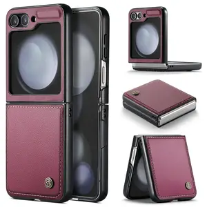 2024 nuovi arrivi per Samsung Galaxy Z Flip 5 4 3 Case di lusso Anti-graffio Business Color custodia posteriore in pelle per Samsung Z Flip 5