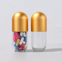 Mini bouteilles de supplément de vitamine vides bouteille de Capsule en plastique bouchon d'or PET 50cc bouteille de pilule de médecine