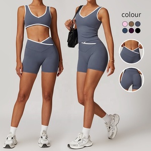 Completo Sportivo da Donna Personalizzato di Alta Qualità, Tuta da Fitness a Contrasto Colore, Vita Alta, per Corsa ed Esercizio, Set 2 Pezzi Personalizzato per <span class=keywords><strong>Palestra</strong></span> - Product Image 1