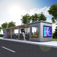 Abri de vélo urbain tout-en-un en acier inoxydable durable pour l'extérieur, design moderne, transport public confortable