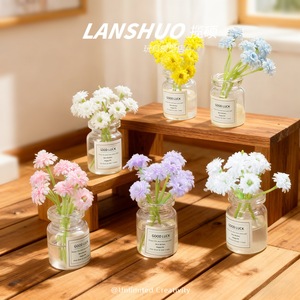 Lanshuo <b>Mini</b> Resin Flower Bouquet Glass Jar DIY Craft Decor Home Office Desk Ornament - Product Image 2