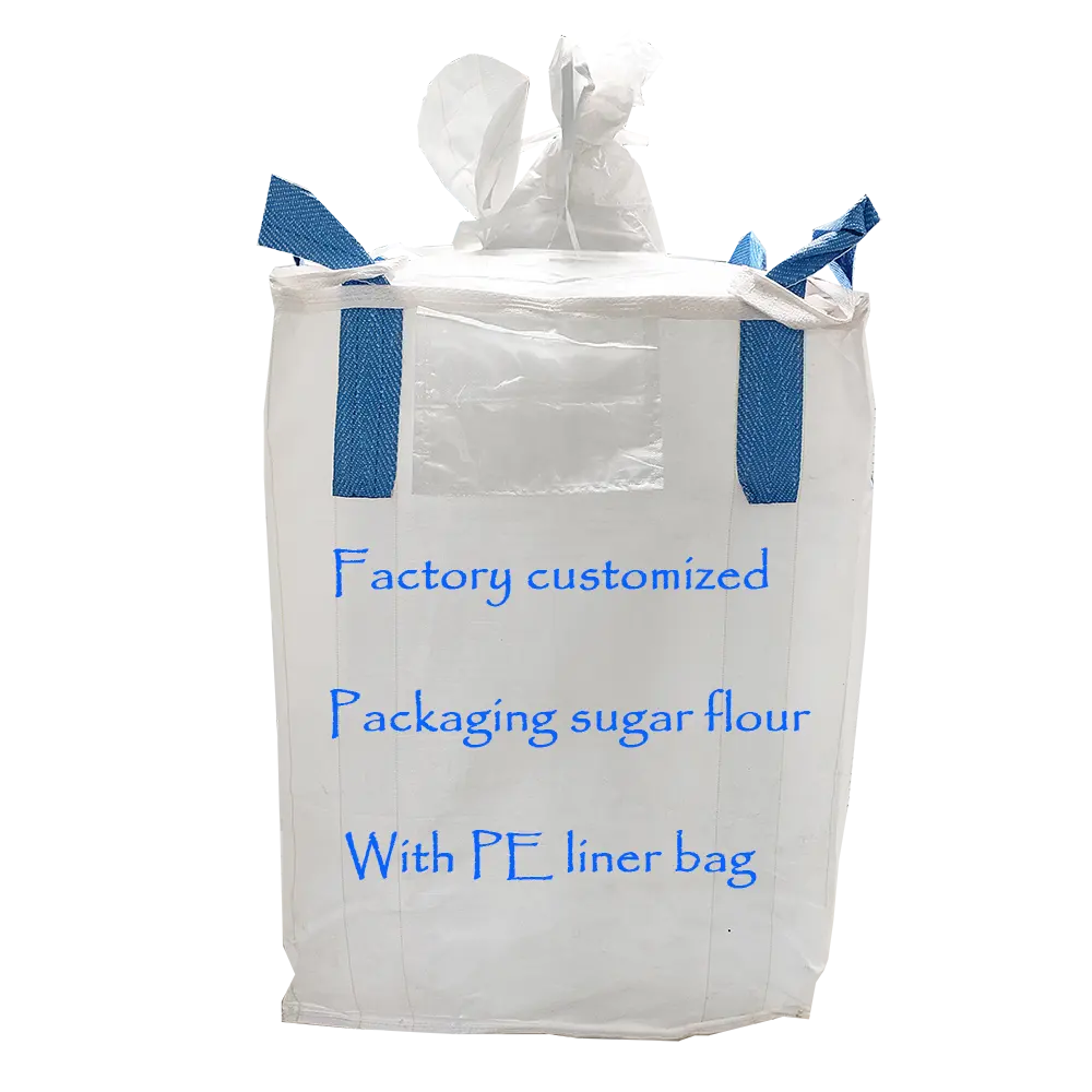 Export Naar Rusland Pp Geweven Fibc Jumbo Bags 1 Ton Meelsuiker Verpakking Bulk Grote Zak 1000Kg 500Kg 1500 Kg Met Pe Liner Bag