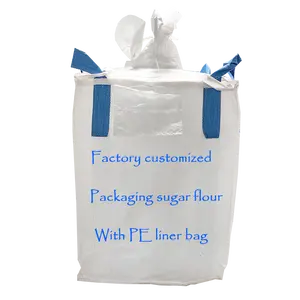 Export to Russia pp woven fibc jumbo bags 1 ton flour sugar packing bulk big bag 1000kg 500kg 1500 kg with pe liner bag