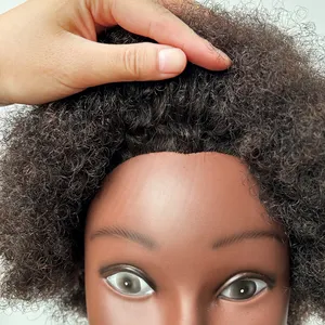 Wholesale 100 Human Hair Manikin Cosmetology Doll Head Mannequin Training Head African American Afro Texture Hair