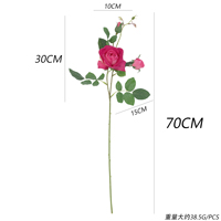 Vente en gros de roses artificielles à tiges multiples, fleurs en soie pour arche de mariage, décoration d'hôtel, plusieurs couleurs disponibles