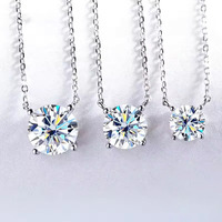Collana con Pendente in Argento Sterling S925 e Moissanite, Catena a Quattro Griffe Elettroplaccata, Stile Semplice per Donne, Certificato GRA