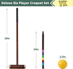 Jeu de croquet pour six joueurs avec buts en bois de qualité supérieure et balles en PE, kit de jeu pour pelouse et jardin - Product Image 2