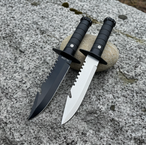 Couteau de chasse Bushcraft droit en acier inoxydable, manche doux au toucher, bord dentelé, épaisseur 2,5 mm, personnalisable DIY OEM - Product Image 5