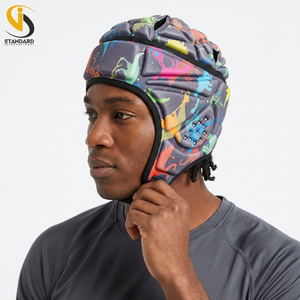 Protège-tête de rugby rembourré en cuir, casque de sport à absorption des chocs, équipement de protection élégant pour enfants, protège-tête de rugby réglable - Product Image 4