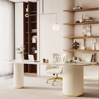 Bureau d'ordinateur moderne en pierre blanche avec 3 tiroirs et un tiroir à dossiers pour le mobilier de bureau à domicile