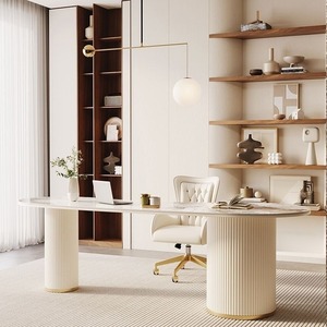 Bureau d'<span class=keywords><strong>ordinateur</strong></span> moderne en pierre blanche avec 3 tiroirs et un tiroir à dossiers pour le mobilier de bureau à domicile - Product Image 4