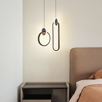 Lampe suspendue LED en fer de style nordique minimaliste moderne, hauteur réglable, taille moyenne, noire, CRI élevé 80, éclairage pour chambre et bureau, garantie 2 ans