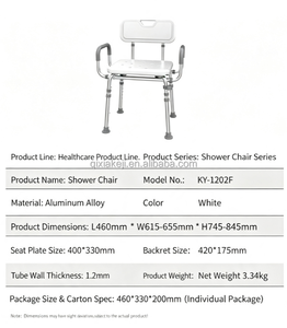 Sedia da Doccia in Lega di Alluminio Saldato Antiscivolo, con Fori di Drenaggio, Cuscinetti in TPE, Sgabello da Bagno Leggero, Resistente <span class=keywords><strong>per</strong></span> Anziani e <span class=keywords><strong>Disabili</strong></span> - Product Image 6