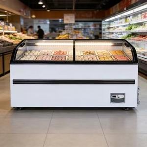 Congélateur commercial en îlot, en forme d'arc, pour la conservation de la viande en supermarché, vitrine à crème glacée, certification CE - Product Image 1