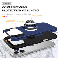 360 °   Draaibare iPhone 17 plastic hoesje blauwe case voor iPhone 17 Pro Max hoesje met verborgen standaard voor iPhone 17 Air telefoonhoesje