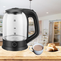 Petit appareil de cuisine sans fil à prix de gros bon marché Mise hors tension automatique Bouilloire à thé électrique en verre à haute teneur en borosilicate domestique