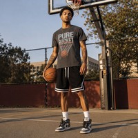 T-shirt graphique en jersey 100% coton gris anthracite, imprimé drapeau USA, motif basketball, ourlet brut, style streetwear, Metour