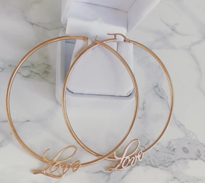 Pendientes <span class=keywords><strong>de</strong></span> Aro Grandes <span class=keywords><strong>de</strong></span> Acero Inoxidable con Baño <span class=keywords><strong>de</strong></span> Oro <span class=keywords><strong>de</strong></span> 18K y Diseño <span class=keywords><strong>de</strong></span> Amor, Joyería Personalizada para Mujer, Ideal para Fiestas y Uso Diario - Product Image 2