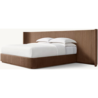 Lit rétro américain en bois massif BYRON Lit simple personnalisé en chêne pour villa et grand appartement Lit double au design moderne de 1.8m