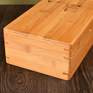 Caja de Té de Bambú Rectangular, Color Madera Natural, Pintura en Aerosol, Regalo Artesanal, Almacenamiento de Té Pu'er, Grosor Personalizable - Product Image 2