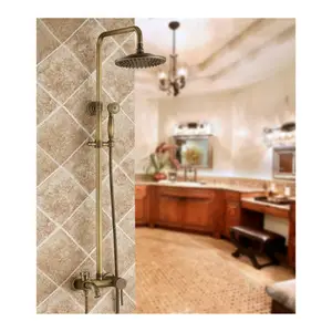 Ducha de lluvia y otoño europea, accesorios de baño de Hotel de lujo, estilo Vintage, conjunto de ducha de cobre montado en la pared, a la venta, a la venta, al por mayor