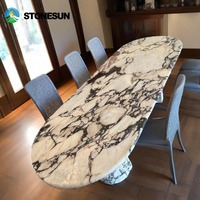 Table à manger en marbre Calacatta Viola italien de luxe StoneSun, mobilier moderne en marbre, table basse ovale en marbre