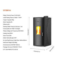 GT2001A 19.2KW 92% Chauffage à granulés à haute efficacité pour l'intérieur Poêle à granulés Hydro Chaudière à granulés Chauffage de l'eau Poêle à granulés