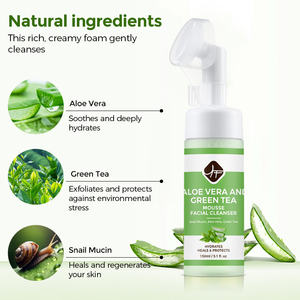 Factory Supplier Natural Aloe Vera <strong>and</strong> <strong>Green</strong> Tea Forming Cleanser for Brightening Anti Aging Face <strong>Cleaning</strong> - Product Image 2