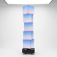 Schermo LED Cubo Rotante Meccanico Multistrato Controllato da App, per Pubblicità e Visualizzazione Menu in Ristoranti e Negozi di Marca