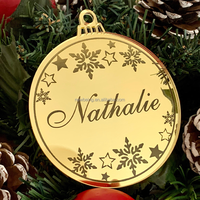 Miroir GOLD Noël Flocon de neige gravé sur mesure Décoration acrylique dorée Suspension Noël