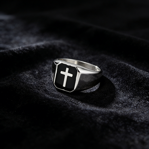 Fashionable Finger Jewelry Cross with <b>Black</b> Oil for Party Gifts Fine Cross-border <b>Titanium</b> <b>Ring</b> - Product Image 2