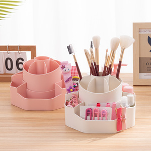 Rotating Desktop Makeup Organizer 360 Degree <b>Round</b> Plastic Storage For Cosmetic <b>Brushes</b> And Stationery - Product Image 1