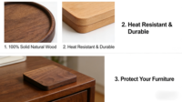 Plateau de service pour petit-déjeuner, sous-verre en bois, tapis rond personnalisé écologique pour tasses à thé/café