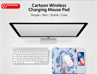 Tapis de souris à charge sans fil 15W QI, charge rapide, résistant à l'eau, divers motifs de dessins animés, impression de logo personnalisé, PU+Tissu+Caoutchouc, pour jeux