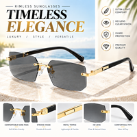 Lunettes de soleil rétro carrées sans monture pour hommes, protection UV400, aspect métallique, sans cerclage, style vintage, tendance, vente en gros, logo personnalisé, OEM