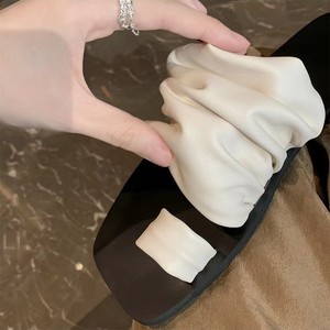 Sandalias Planas de Cuero Genuino con Punta Cuadrada y Pliegues para Mujer, Estilo 2026, para Verano - Product Image 2