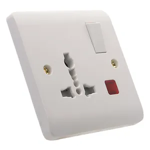 13A MF multi function switched socket with neon single electric wall socket