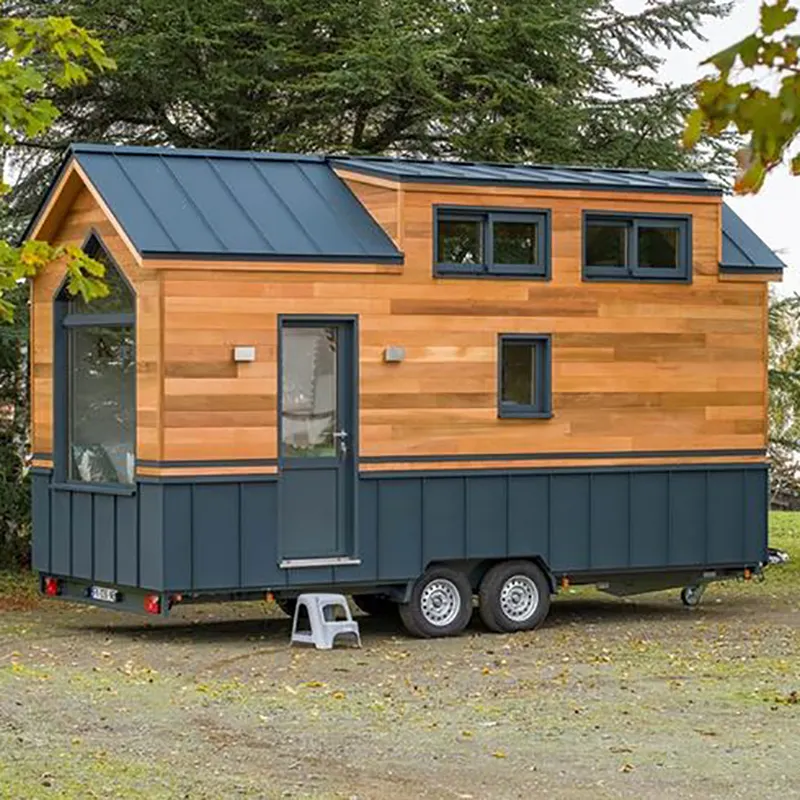 2022 Hot Sales Made Of Solid Wood Anti-corrosion 2 Bedroom Modern Mobile Wooden Homes Tiny 40ft House On Wheels Trailer
