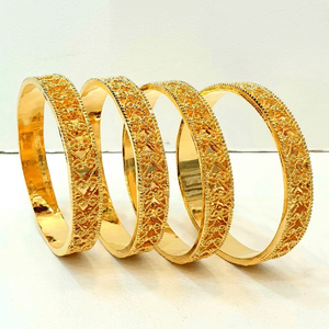 SARA Women's 22K Gold Plated Bracelets <b>Set</b> Classic Flower Pattern Seawater <b>Pearl</b> Aperture Setting Wedding <b>Jewelry</b> - Product Image 1