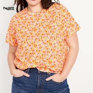 T-shirts en polyester à col rond et manches courtes, coupe ample, imprimés 3D, vente en gros à prix réduit, impression personnalisée en vrac pour femmes - Product Image 6