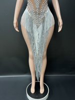 Novance Y5430 Produits les plus vendus Costumes de danse latine chics à franges en maille pour femmes Strass Perles Vêtements de scène pour chanteurs