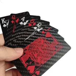 Kartu Poker tahan air disesuaikan serat karbon kartu bermain serat karbon papan warna kustom serat karbon